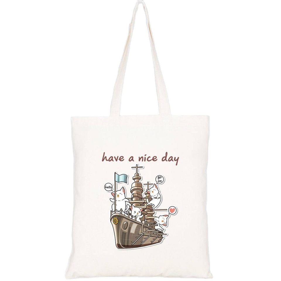 Lady's Cotton Fabric Canvas Tote Bag with Long Handle for Shopping