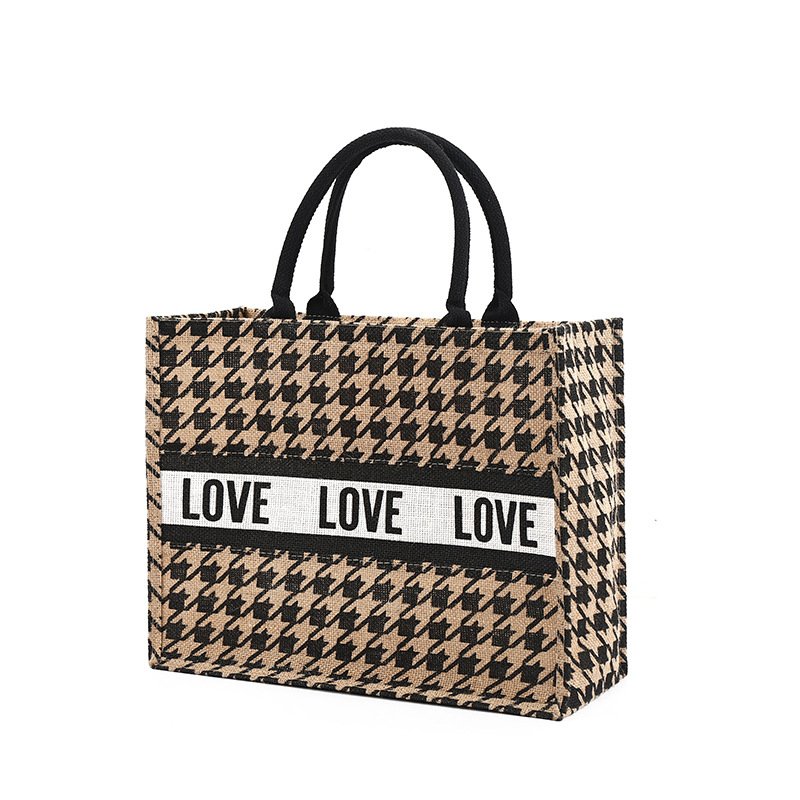 leopard zebra recyclable reusable shopping bags jute bag grocery custom jute tote bag with black woven handle