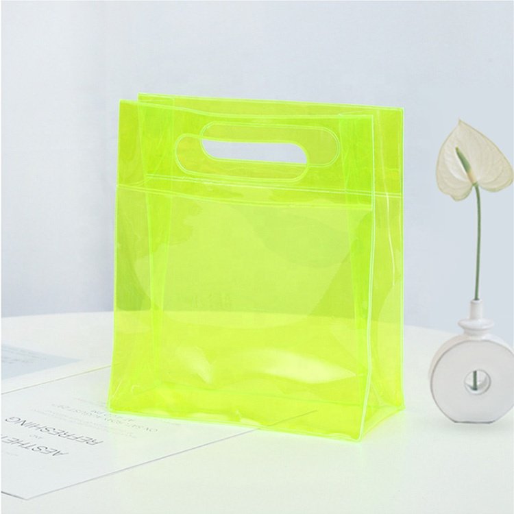 Custom Printed Jelly Handbag PVC Gifts Packaging Bag Custom Logo Plastic Transparent Colorful Shopping Bags