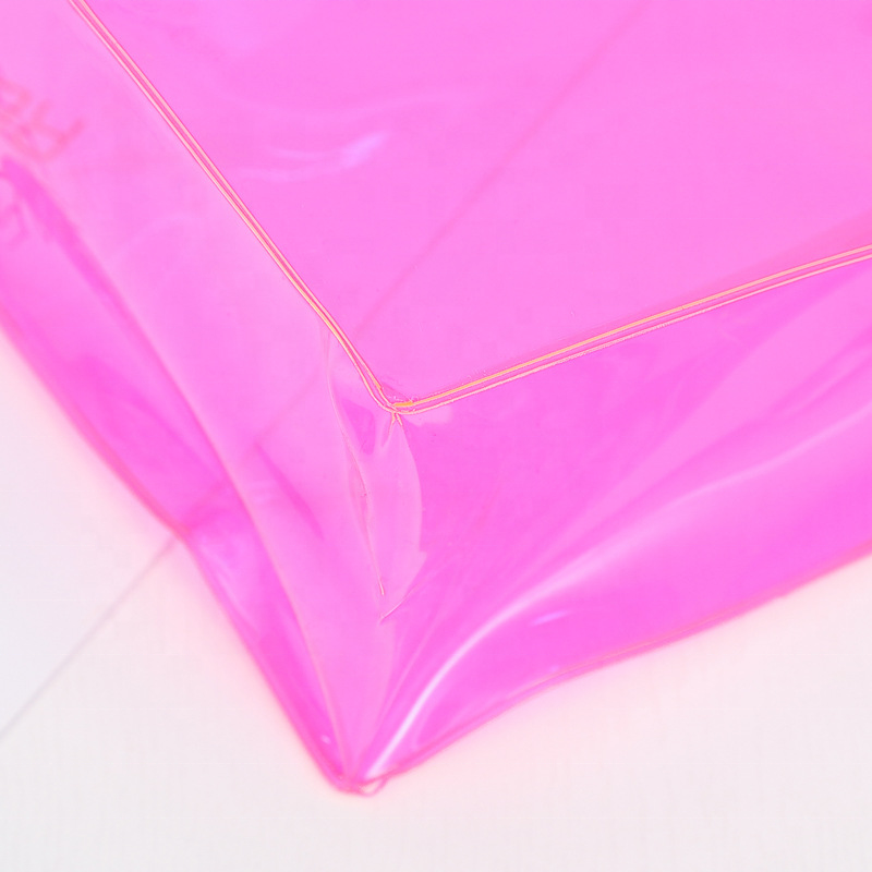 Custom Printed Jelly Handbag PVC Gifts Packaging Bag Custom Logo Plastic Transparent Colorful Shopping Bags