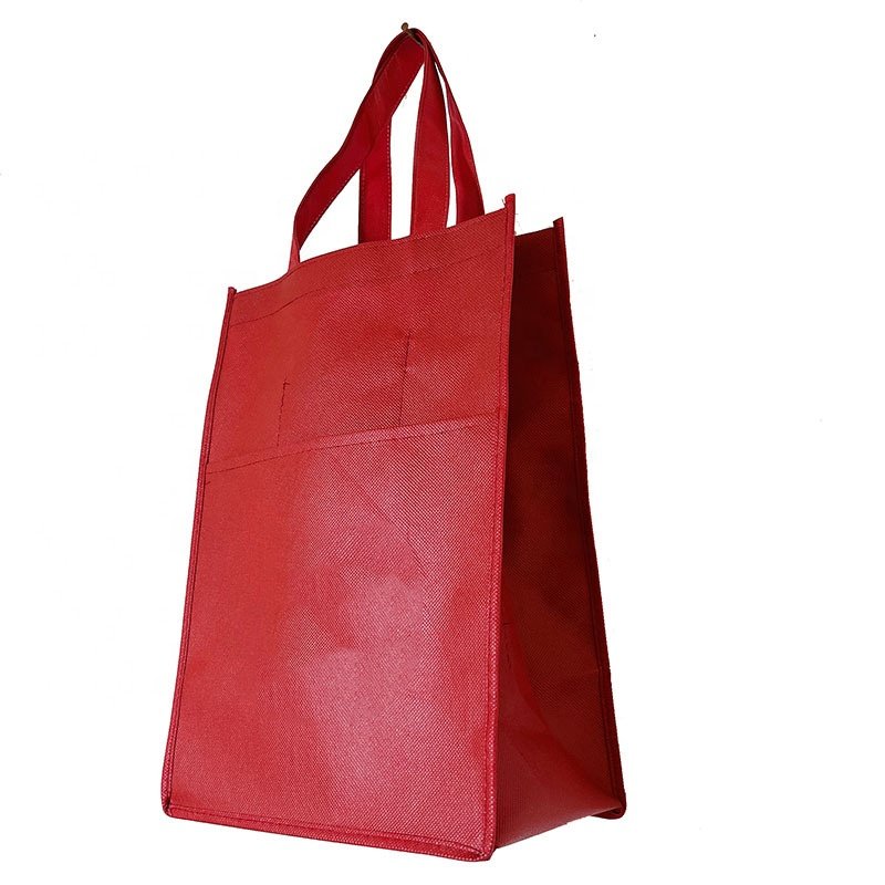 Supermarket customized logo wholesale price reusable non woven wine shopping bag