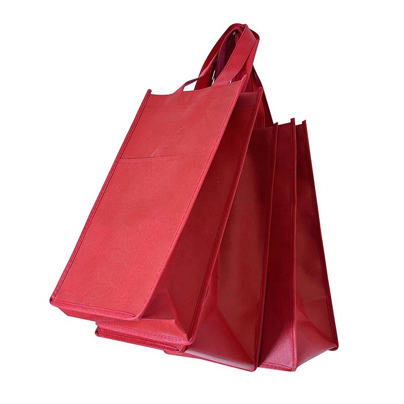 Supermarket customized logo wholesale price reusable non woven wine shopping bag