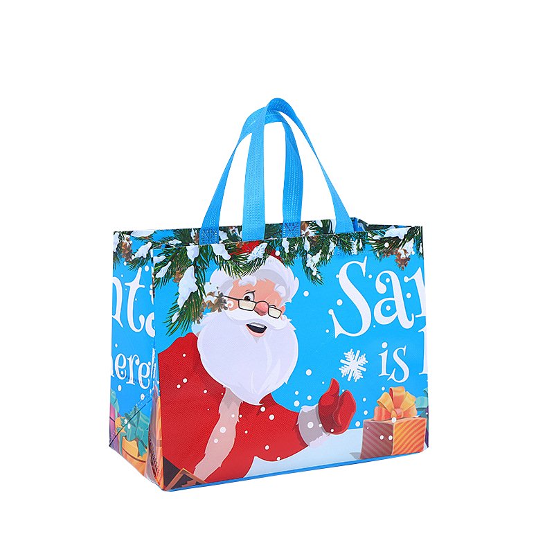 Luxury Gift Custom Print Laminated Foldable christmas bags for gift Christmas Gift Pp Woven Shopping Bags With Logo