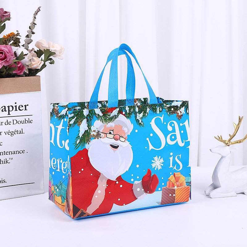 Luxury Gift Custom Print Laminated Foldable christmas bags for gift Christmas Gift Pp Woven Shopping Bags With Logo
