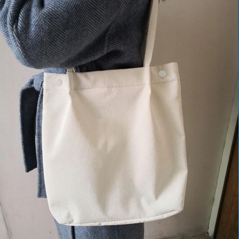 Cute girls corduroy tote bag outdoor shopping shoulder bag female single shoulder hand bag