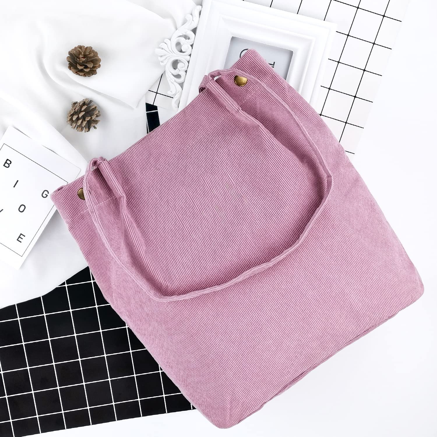 Cute girls corduroy tote bag outdoor shopping shoulder bag female single shoulder hand bag
