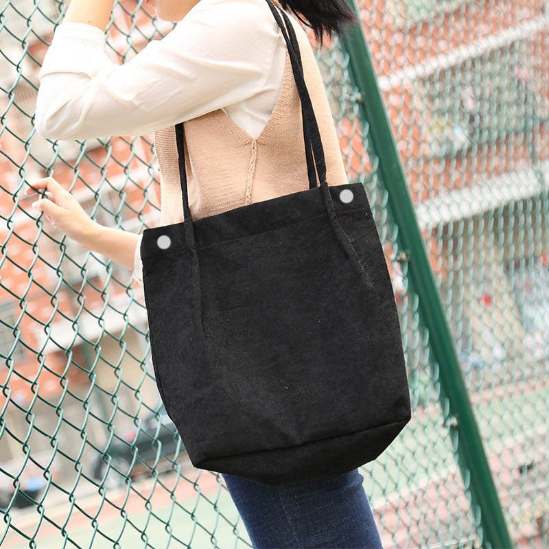 Cute girls corduroy tote bag outdoor shopping shoulder bag female single shoulder hand bag