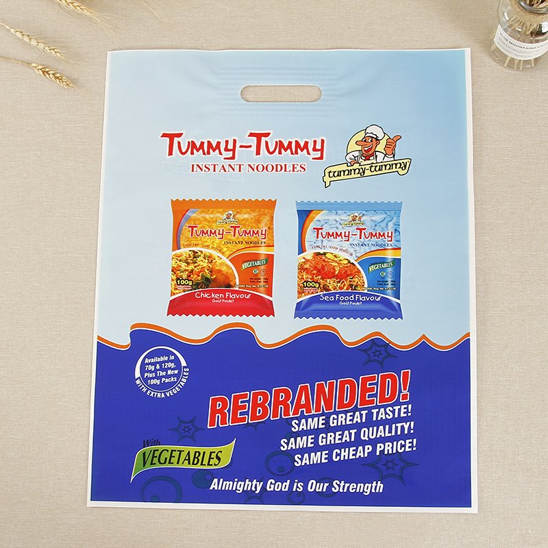 Carry Bag die cut handle shopping bag Supplier HDPE Plastic OEM Customized Logo