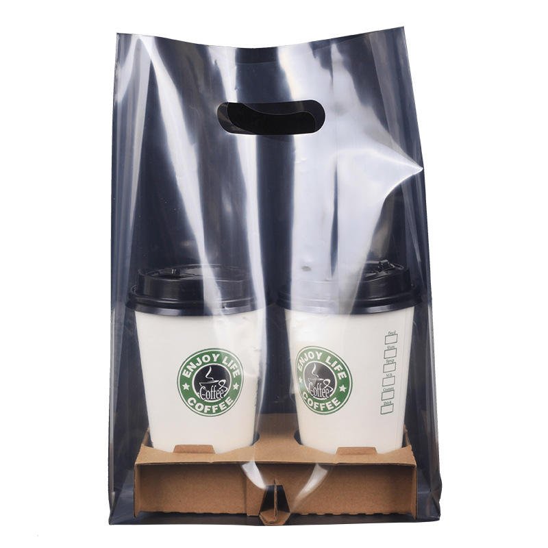 Eco-friendly Clear Transparent Plastic Die Cut Handle Bag Custom Logo For Bulk Retail Small Business Shopping Bag