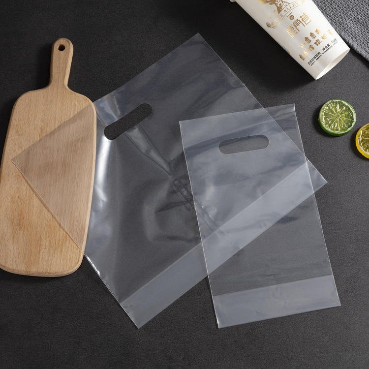 Eco-friendly Clear Transparent Plastic Die Cut Handle Bag Custom Logo For Bulk Retail Small Business Shopping Bag