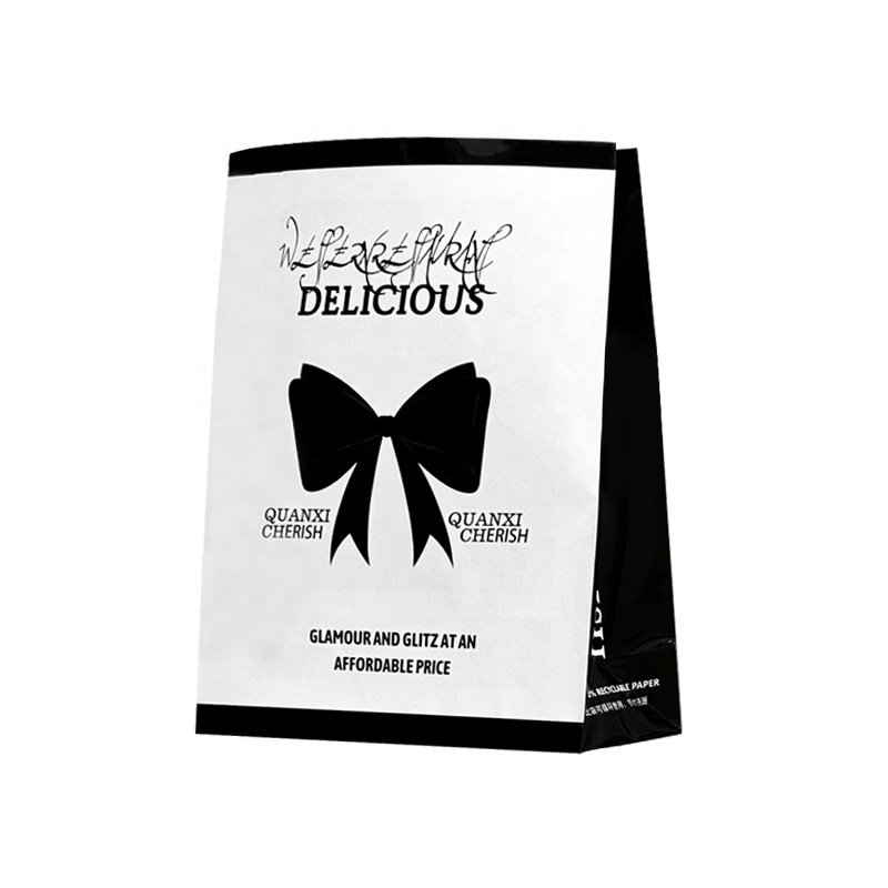 ETpack Excellent Quality Custom Vertical Type White Cardboard Paper Bag Shopping Bag With Gold Hot Stamp