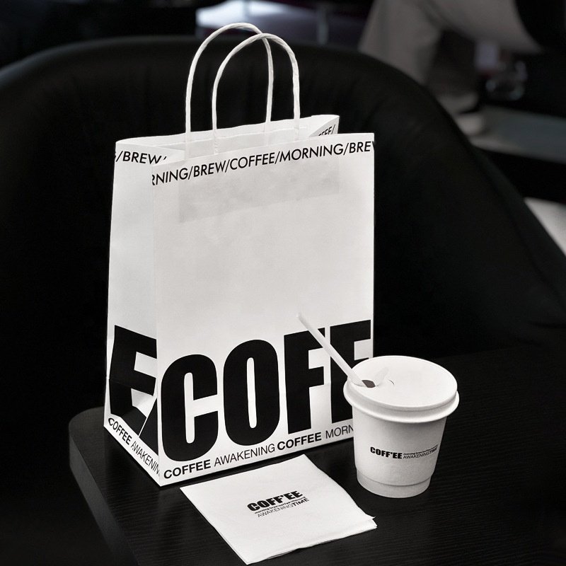 ETpack Excellent Quality Custom Vertical Type White Cardboard Paper Bag Shopping Bag With Gold Hot Stamp