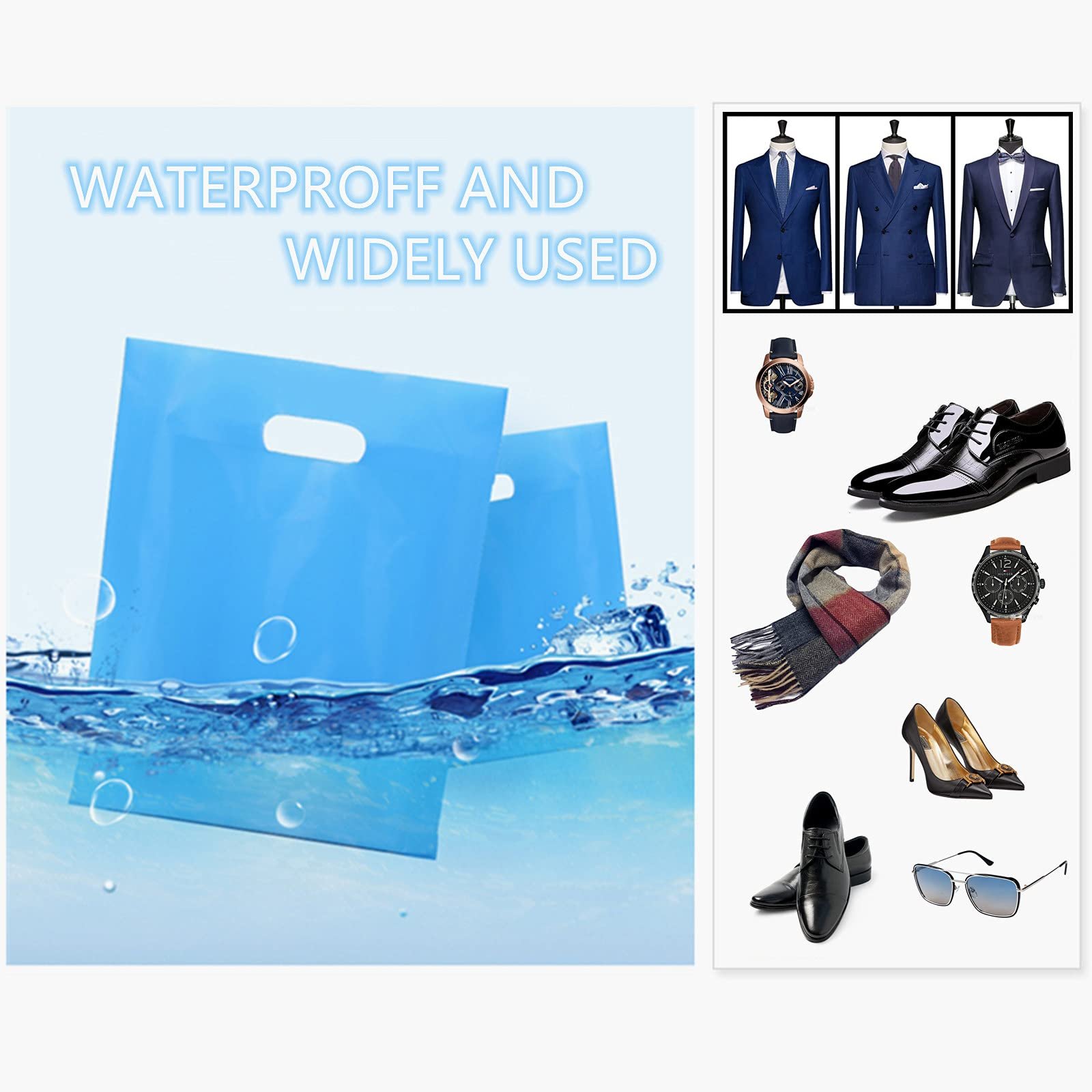 Promotional boutique black custom die cut handle gift plastic shopping bags for clothes with logo