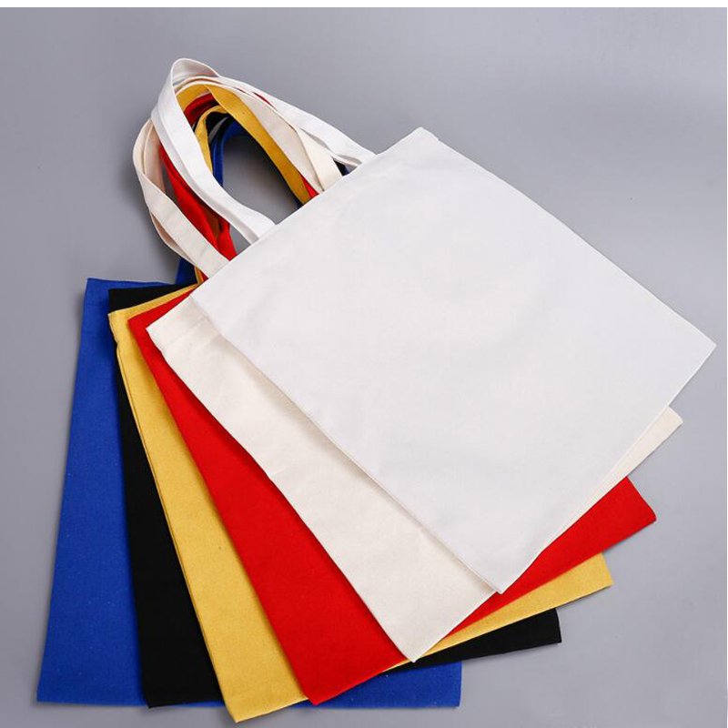 Full Printing Reusable Shopping Bag Canvas White Custom Tote Cotton cheap cute Customize Shopping bag