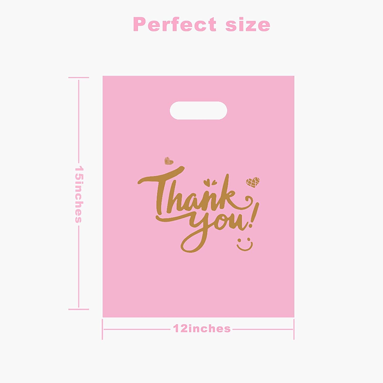 Customized boutique shopping goods gift packaging pink smiley face die-cut handle glossy Carry plastic bag printing