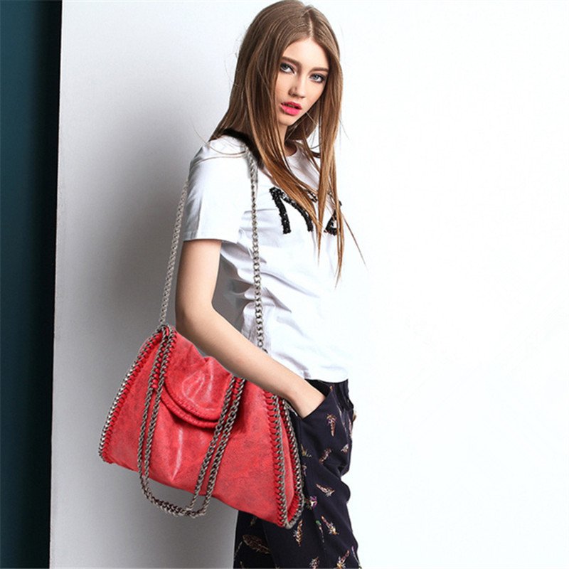 Factory Direct Wholesale Women's Tote Bag Chain PVC Shoulder Messenger Bag Solid Color Foldable Handbag For Lady