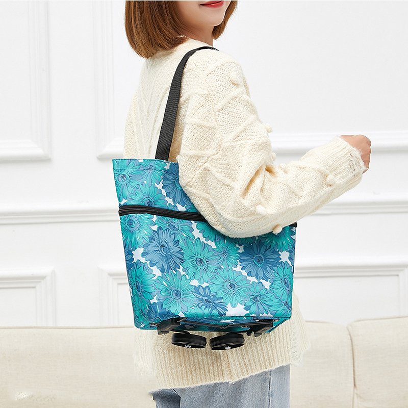 Promotion Portable Washable Folding Grocery Trolley Supermarket Shopping Bag With Wheels