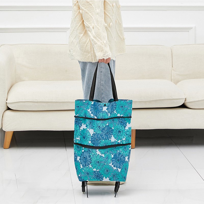 Promotion Portable Washable Folding Grocery Trolley Supermarket Shopping Bag With Wheels