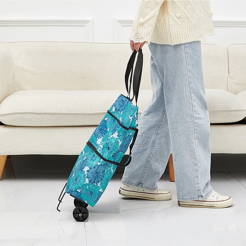 Promotion Portable Washable Folding Grocery Trolley Supermarket Shopping Bag With Wheels