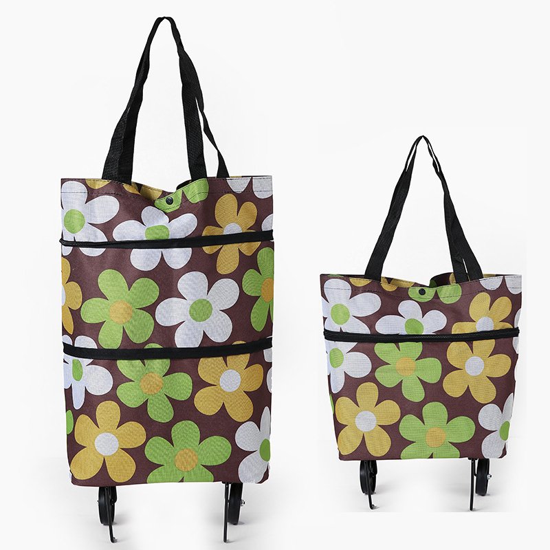 Promotion Portable Washable Folding Grocery Trolley Supermarket Shopping Bag With Wheels