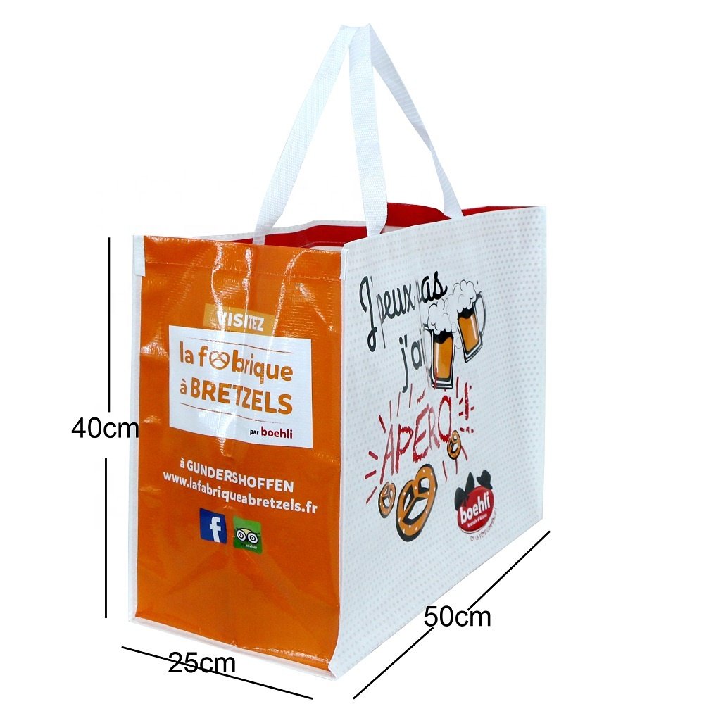 France market high quality double sides laminated reusable shopping bag