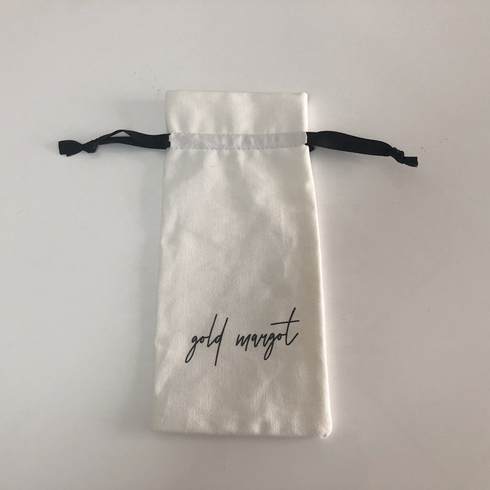 Reusable Mini pouch custom logo White Cotton Jewelry Gift Pouch With Drawstring Cotton Drawstring Dust Bags