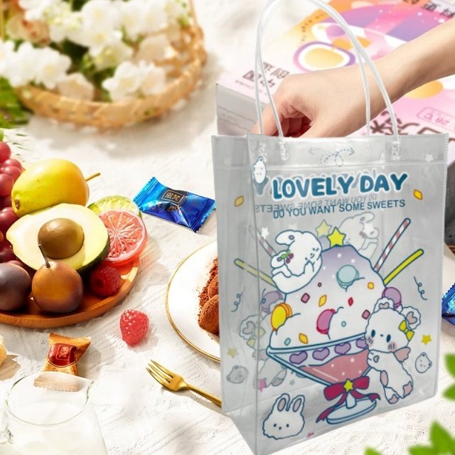 Wholesale printed Custom mylar bag waterproof fashion transparent shopping pvc tote bag with handles