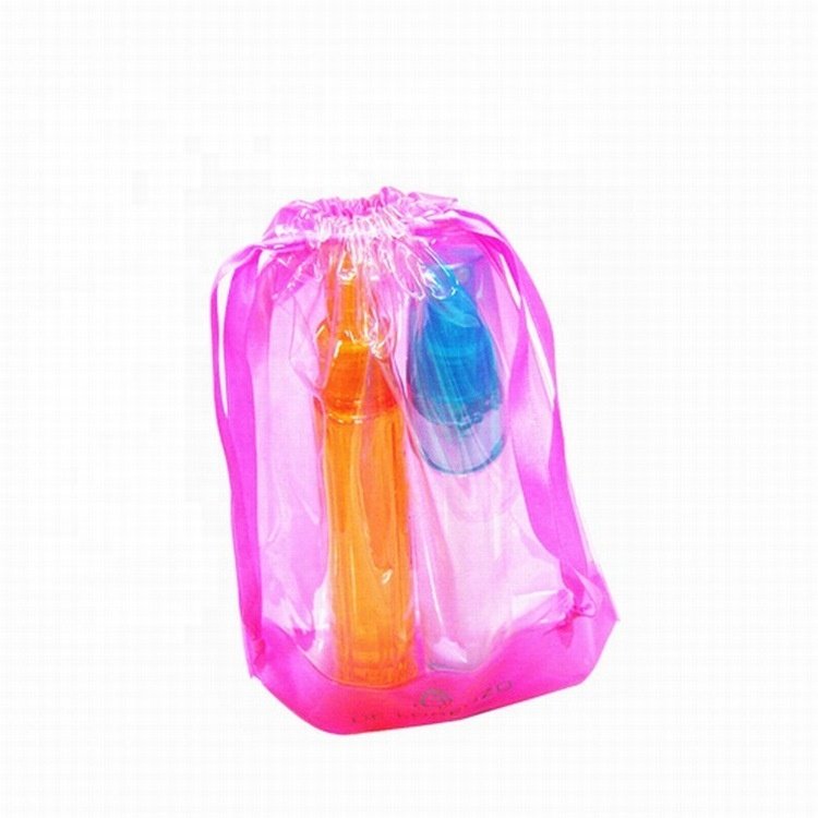 Wholesales For Shopping Imprint Promotional Logo Customized Transparent PVC Clear Drawstring Bag