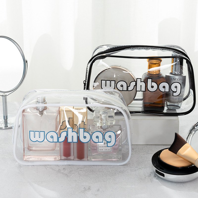Custom Printing PVC Transparent Cosmetic Pouch Clear Zipper Bag Waterproof Make Up Bag