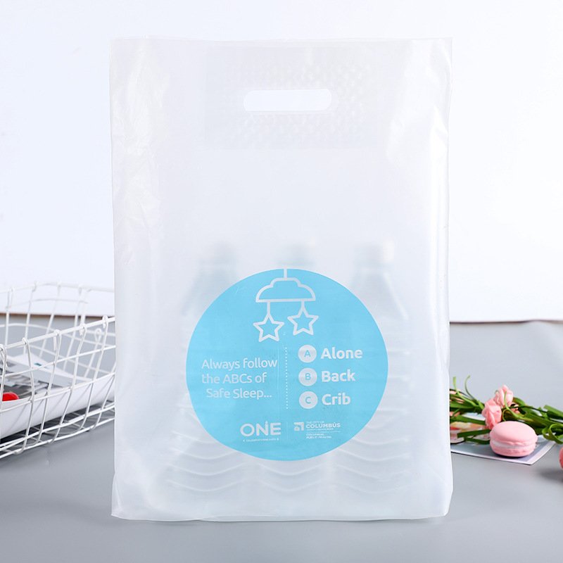 Reusable custom logo printed plastic shopping bag die cut handle packaging T-shirt garment plastic bag for business