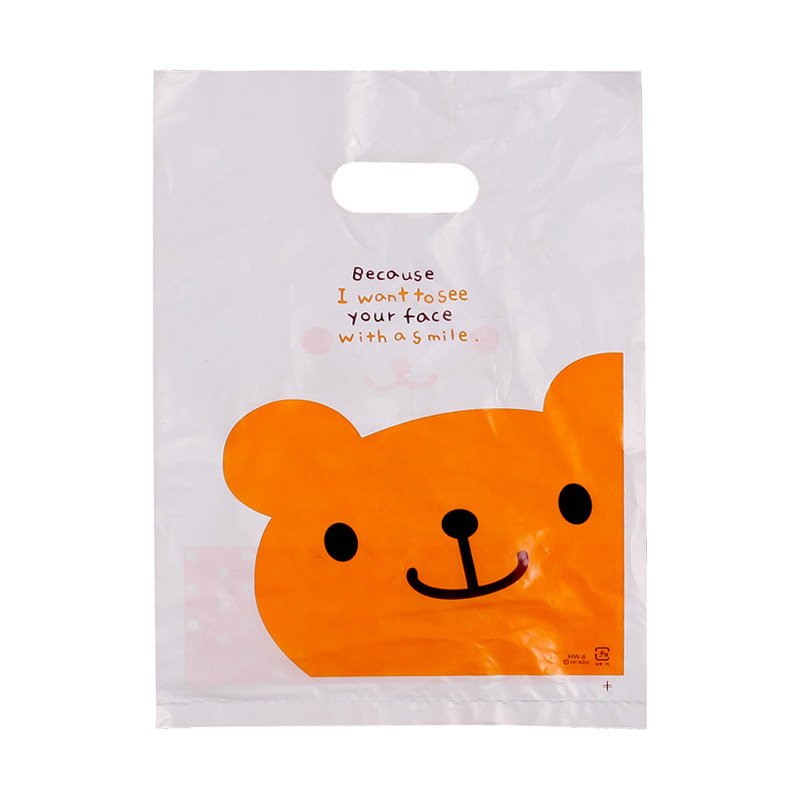 Reusable custom logo printed plastic shopping bag die cut handle packaging T-shirt garment plastic bag for business