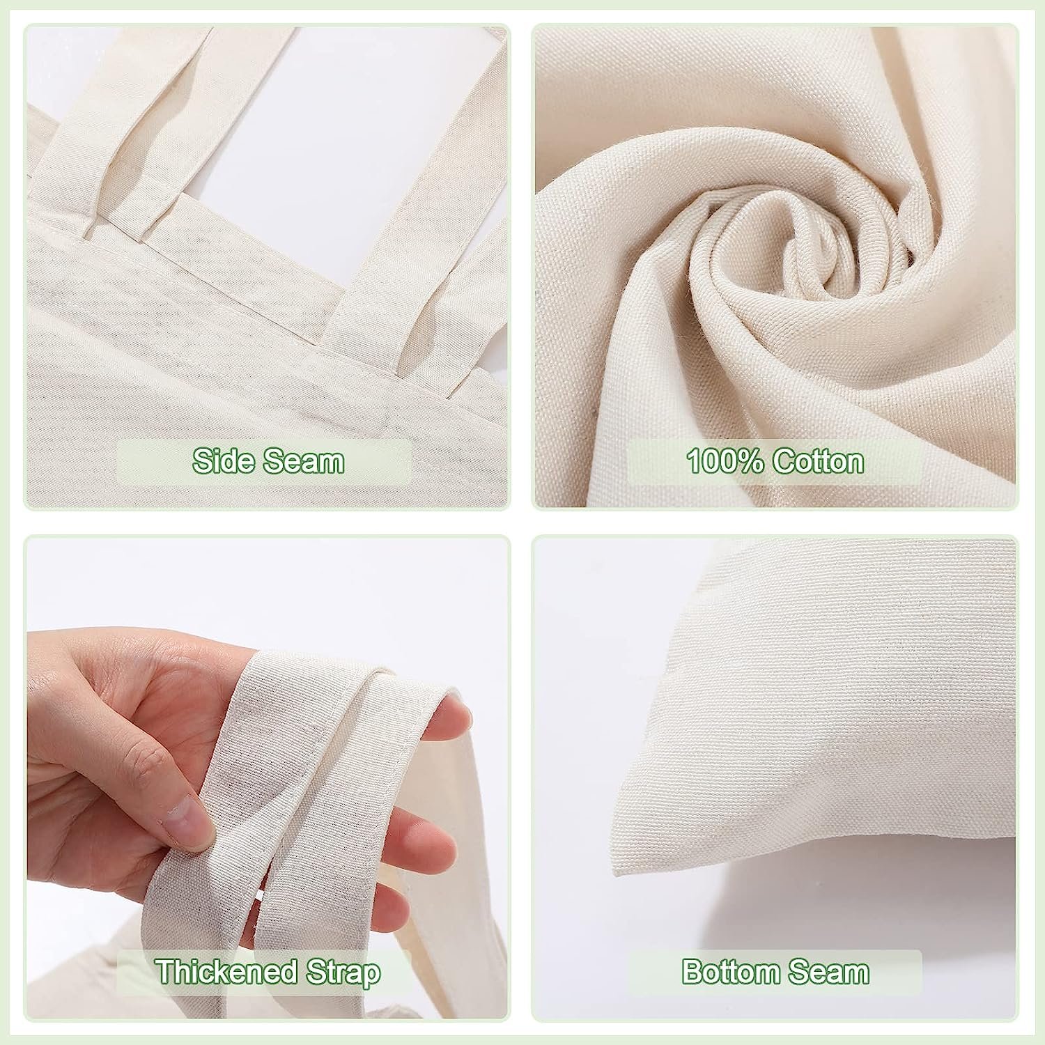 Wholesale Custom Print Logo Reusable Plain White Blank Cotton Canvas Tote Shopping Bag
