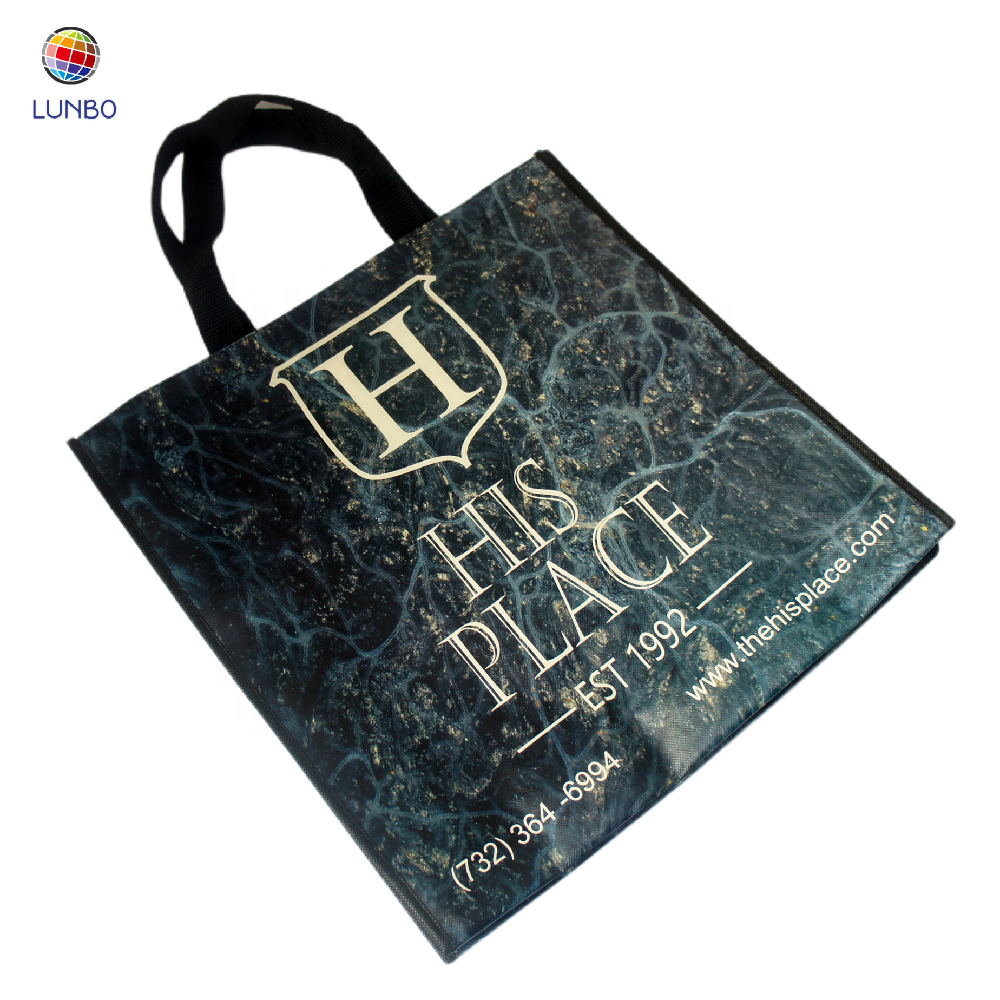 Custom Logo Printed Reusable Felt Fabric Tote Handle Non Woven Shopping Bags For Shoe Clothing Gift Packaging
