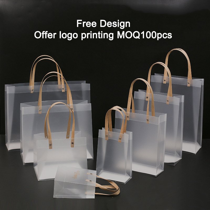 PVC clear shopping bag clothing packaging bag custom logo PP bag with handle