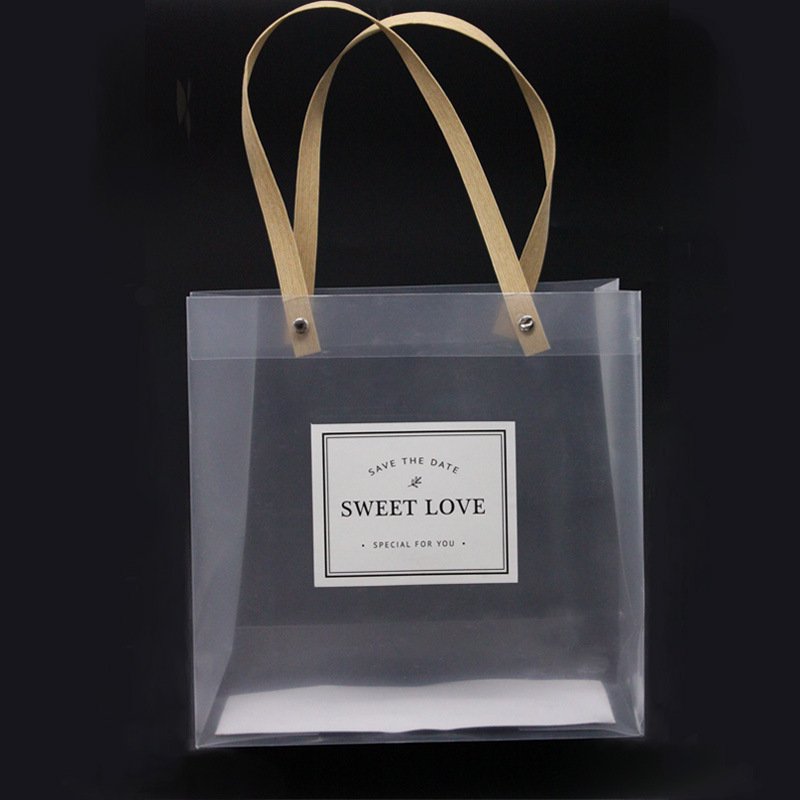 PVC clear shopping bag clothing packaging bag custom logo PP bag with handle