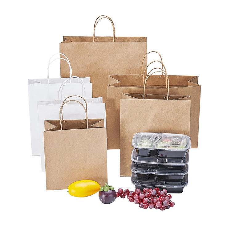 One Moq Printing Plain Brown Kraft Paper Bag With Twisted String Handle Custom Paper Shop Bags With Your Own Logo