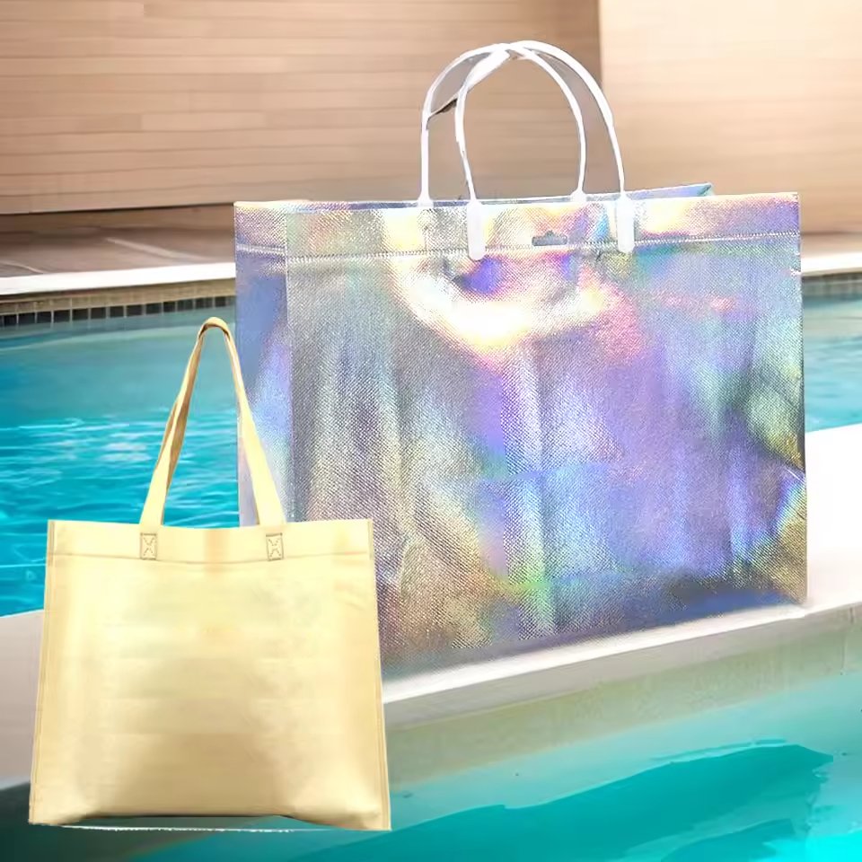 Wholesale Portable Reusable Eco Supermarket Grocery Tote Nonwoven Shopping Bags Custom Logo Fabric Shopping Non Woven Bag
