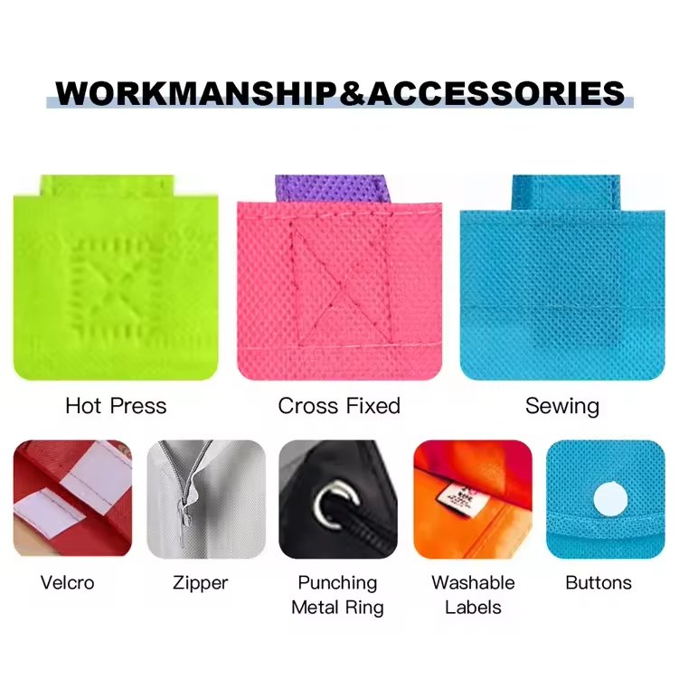 Wholesale Portable Reusable Eco Supermarket Grocery Tote Nonwoven Shopping Bags Custom Logo Fabric Shopping Non Woven Bag
