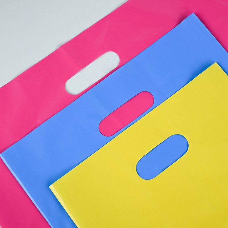 Customized LDPE Plastic Shopping Bags Poly Die Cut Handle Bags Recyclable Retail Shopping Bags With Logo Printed