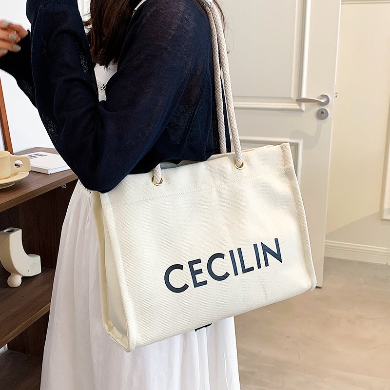 Promotional Cheap Canvas Tote Bag with Custom Printed Logo Zipper Customized Canvas Shoulder Bag Cotton Canvas Tote Shopping Bag