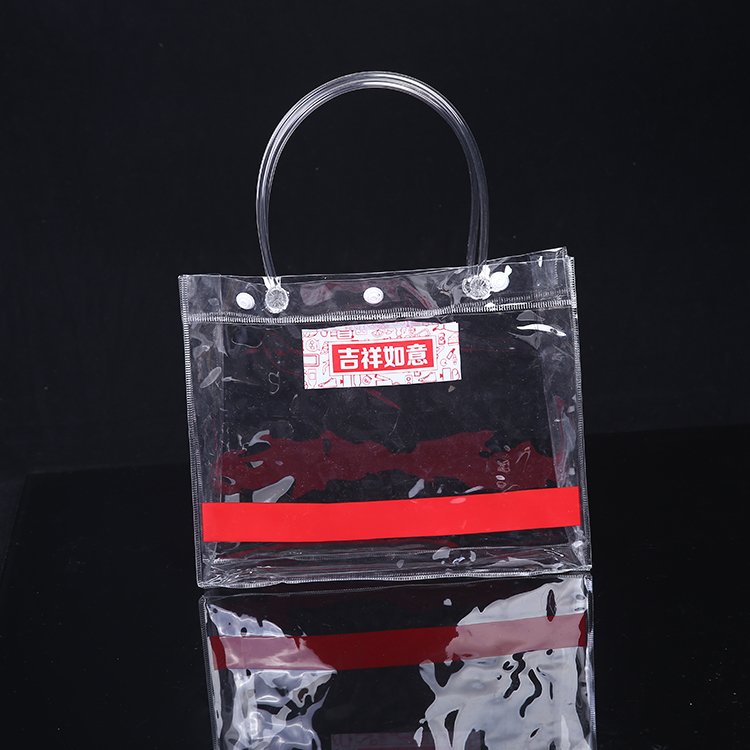 clear pvc bag tote shopping bag wenzhou packaging hang loop plastic packaging bag with botton