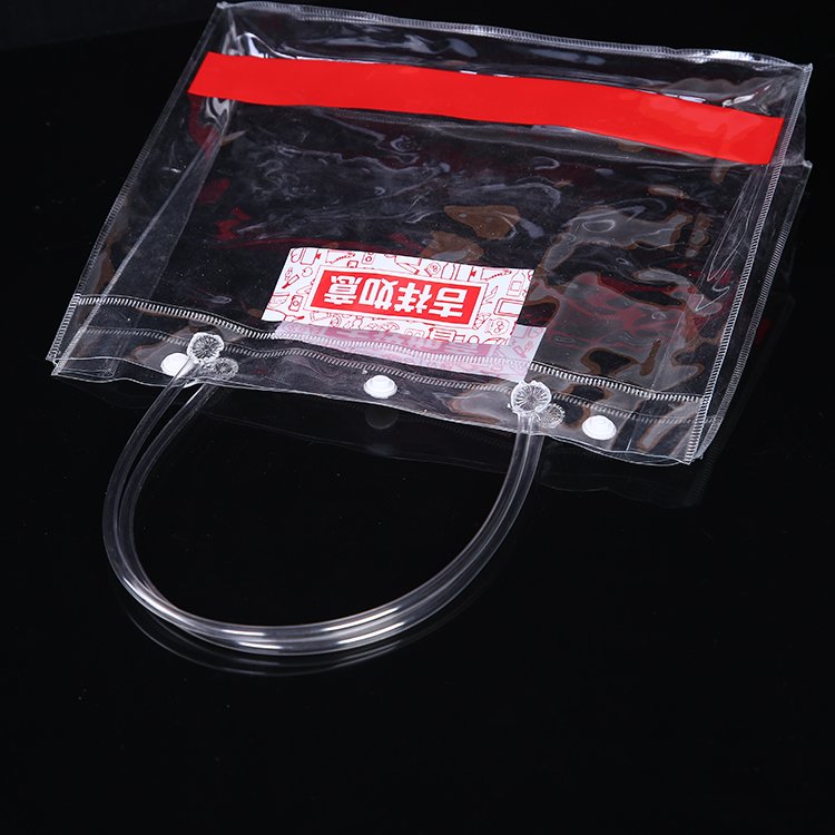 clear pvc bag tote shopping bag wenzhou packaging hang loop plastic packaging bag with botton