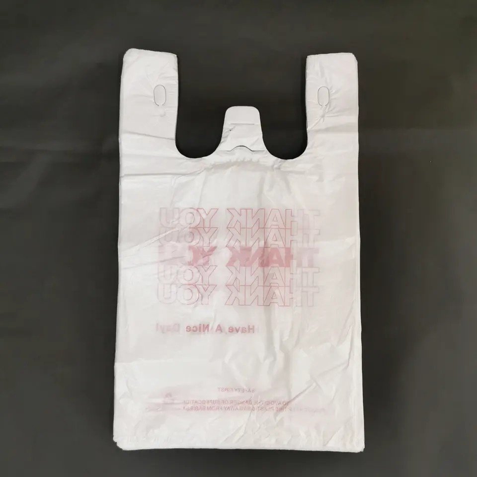 High quality Disposable plastic HDPE/LDPE t-shirt Carrier Shopping Polythene bag Supermarket grocery retail sack
