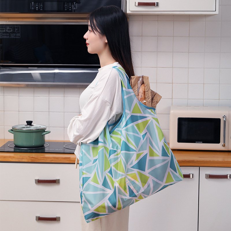 Ecological and environmental friendly polyester washable durable handbag folded grocery shopping bag