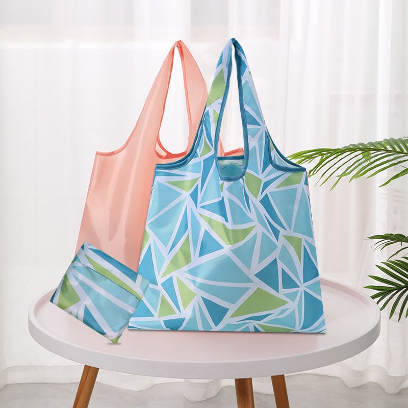 Ecological and environmental friendly polyester washable durable handbag folded grocery shopping bag