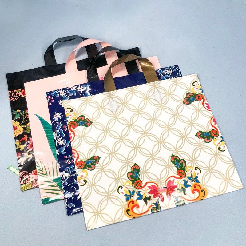 ODM OEM folding bag Canvas shopping bag Square Bottom HDPE Bag PET/PE Plastic Shopping Suit Packaging for Clothing with Handle