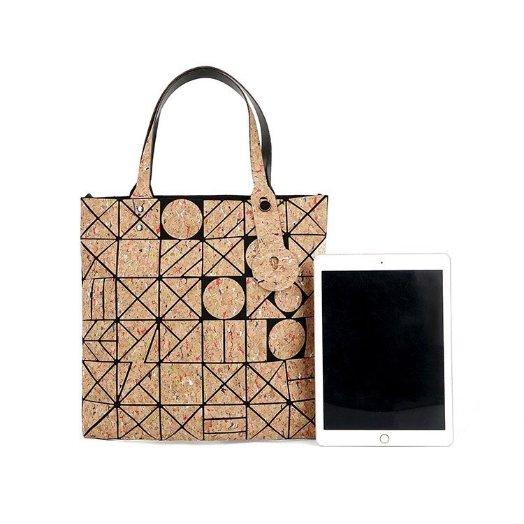 Daily Geometric Handbag Degradable Shopping Bag Fashion Shoulder Custom Ladies Natural Recycled Cork Tote Bag