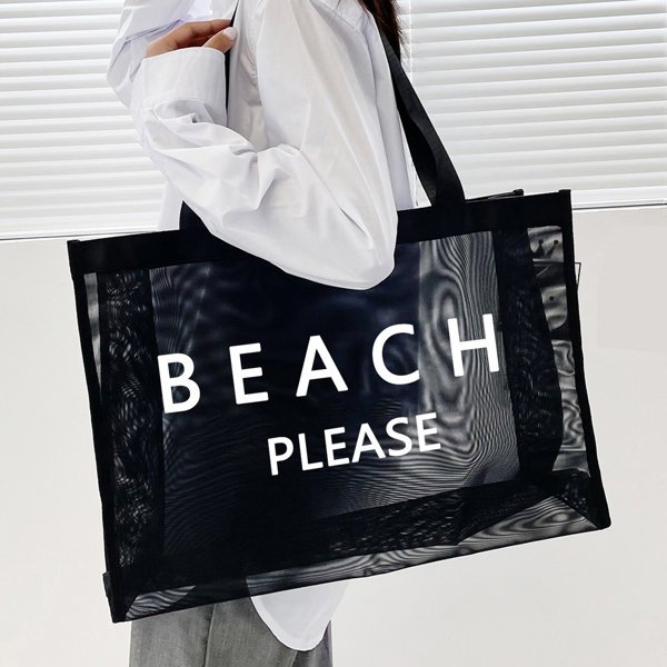 Custom Logo Pink Mesh Tote Bag Colored Nylon Shopping Bag Large Capacity Grocery Beach Women's Bag
