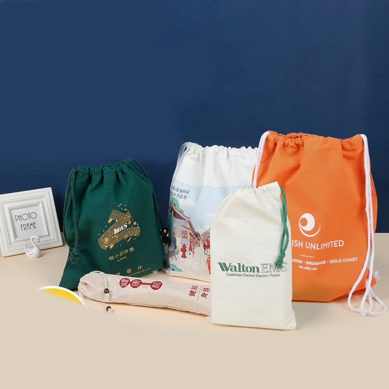 Promotional Tote Bags For Women Canvas Shopping Bag Cotton Canvas Drawstring Bag With Custom Printed Logo