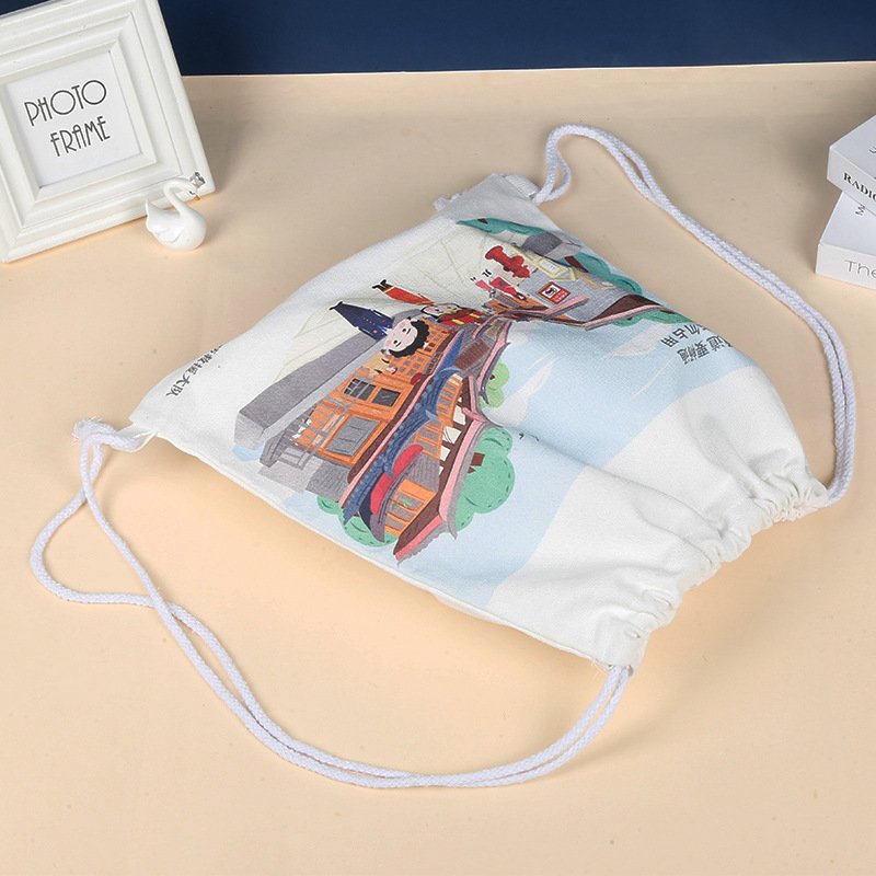 Promotional Tote Bags For Women Canvas Shopping Bag Cotton Canvas Drawstring Bag With Custom Printed Logo